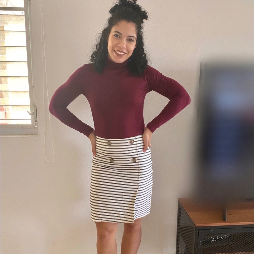 Loft Striped A-line Skirt
